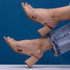 Sandália Salto Grosso Médio Peep Toe Nude - Veneza - 177.02