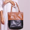 Bolsa de Couro - BICOLOR - Caramelo e Preta