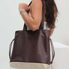 Bolsa de Couro - AURA - Madeira e Off White