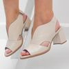 Sandália Salto Grosso Médio Peep Toe Off White - VENEZA - 177.20