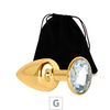 Plug de Metal G Dourado Com Strass SI (7054) - Pedra Transparente