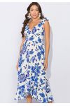 Vestido Viscose Estampado Com Babado