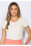 T-shirt canelada decote redondo