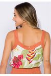 Blusa Estampada Detalhe Linho