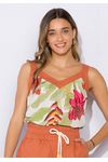 Blusa Estampada Detalhe Linho
