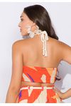 Cropped Estampado Com Cordão