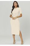VESTIDO CANELADO MIDI