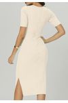 VESTIDO CANELADO MIDI