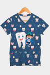 Blusa Odontologia Azul Em Malha Dry Confortly Scrub