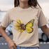 Camiseta Básica Feminina Let It Be Girassol Camisa 100% Algodão Premium - Caqui