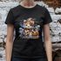 Camiseta Básica Feminina Gatinho Fofo Halloween Violão 100% Algodão Premium - Preto