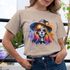 Camiseta Básica Feminina Bruxa Halloween Colorida 100% Algodão Premium - Caqui