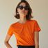 Camiseta T-shirt Feminina Lisa Baby Look Camisa Básica Blusa Moda - Laranja