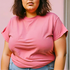 Camiseta Feminina Plus Size T-shirt Camisa Básica Blusa de Algodão - Rosa