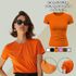 Camiseta T-shirt Feminina Lisa Baby Look Camisa Básica Blusa Moda - Laranja