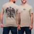Camiseta Básica Masculina Crucifixo Cristão Frente e Costas 100% Algodão Premium - Caqui
