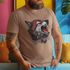 Camiseta Básica Masculina Lobo Solitário 100% Algodão Premium - Caqui