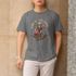Camiseta Básica Masculina Leão King Of The Court 100% Algodão Premium - Chumbo