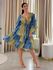 Vestido Maia Estampado Azul E Dourado