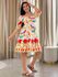 Vestido Marina Estampado Arara Off White E Vermelho