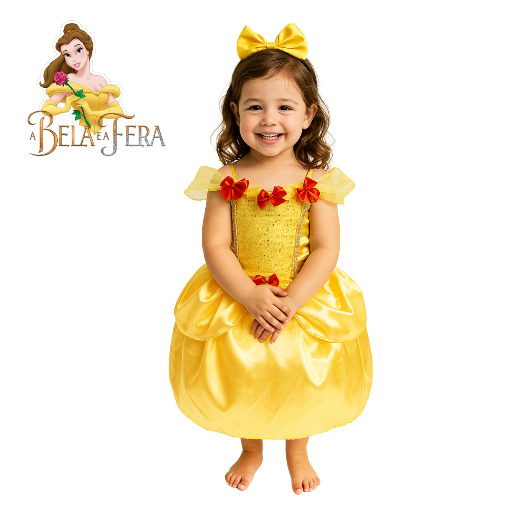 Fantasia Infantil Princesa Bela (A Bela e a Fera) - Dani Brinquedos
