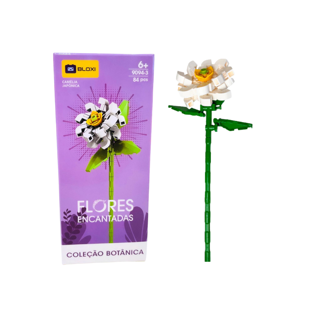  Flores Encantadas de Montar Bloxi - Camélia Japôn... - Dani Brinquedos