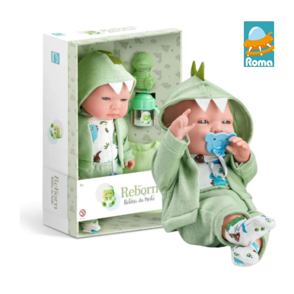 Boneca Reborn Rotina da Noite - Roupinha Dino - Dani Brinquedos