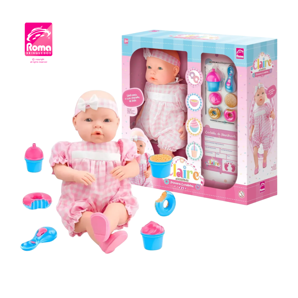 Boneca Claire Acessórios Primeiras Comidinhas - Dani Brinquedos