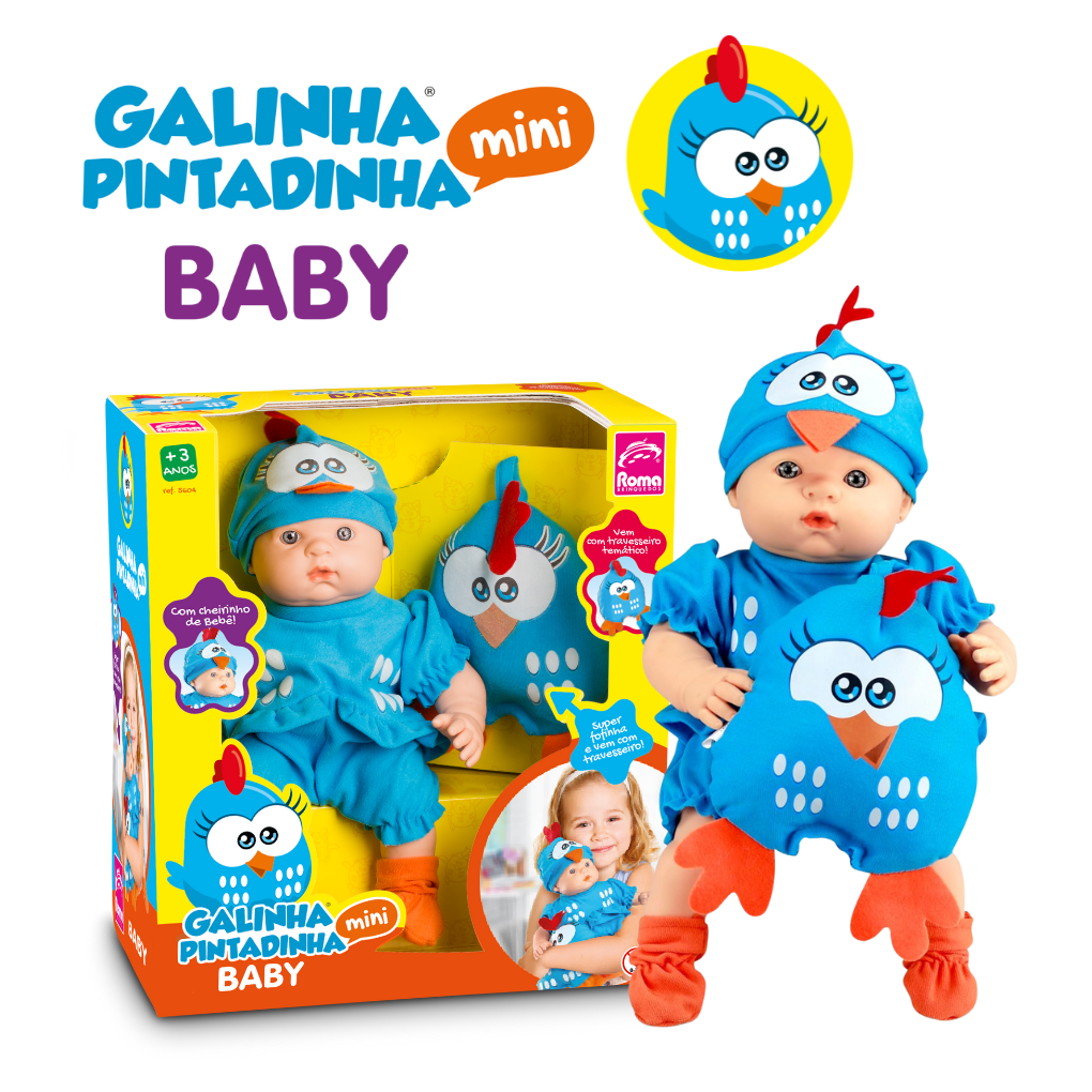 Boneca Galinha Pintadinha Mini Baby - Dani Brinquedos