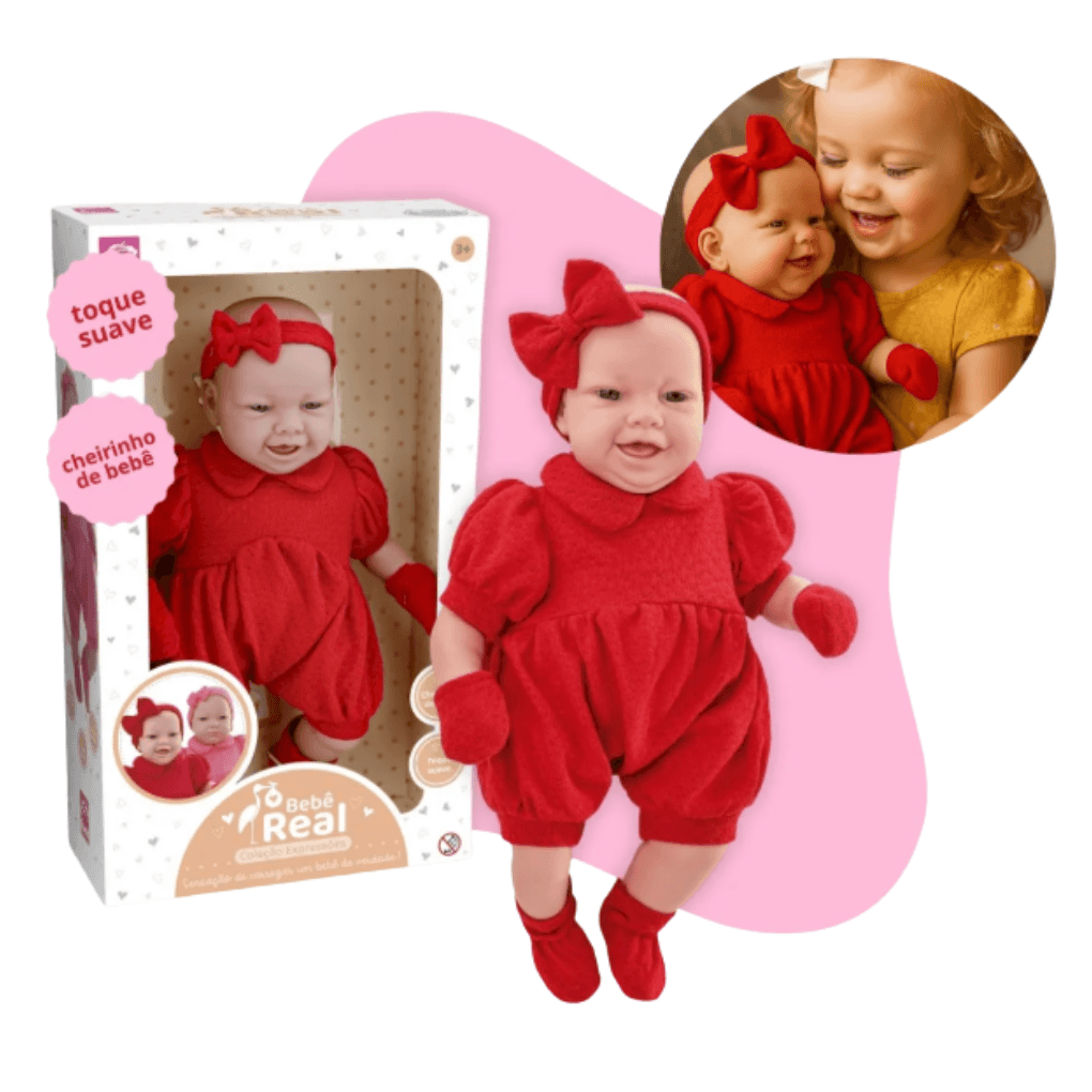 Boneca Bebê Real Vermelho - Dani Brinquedos