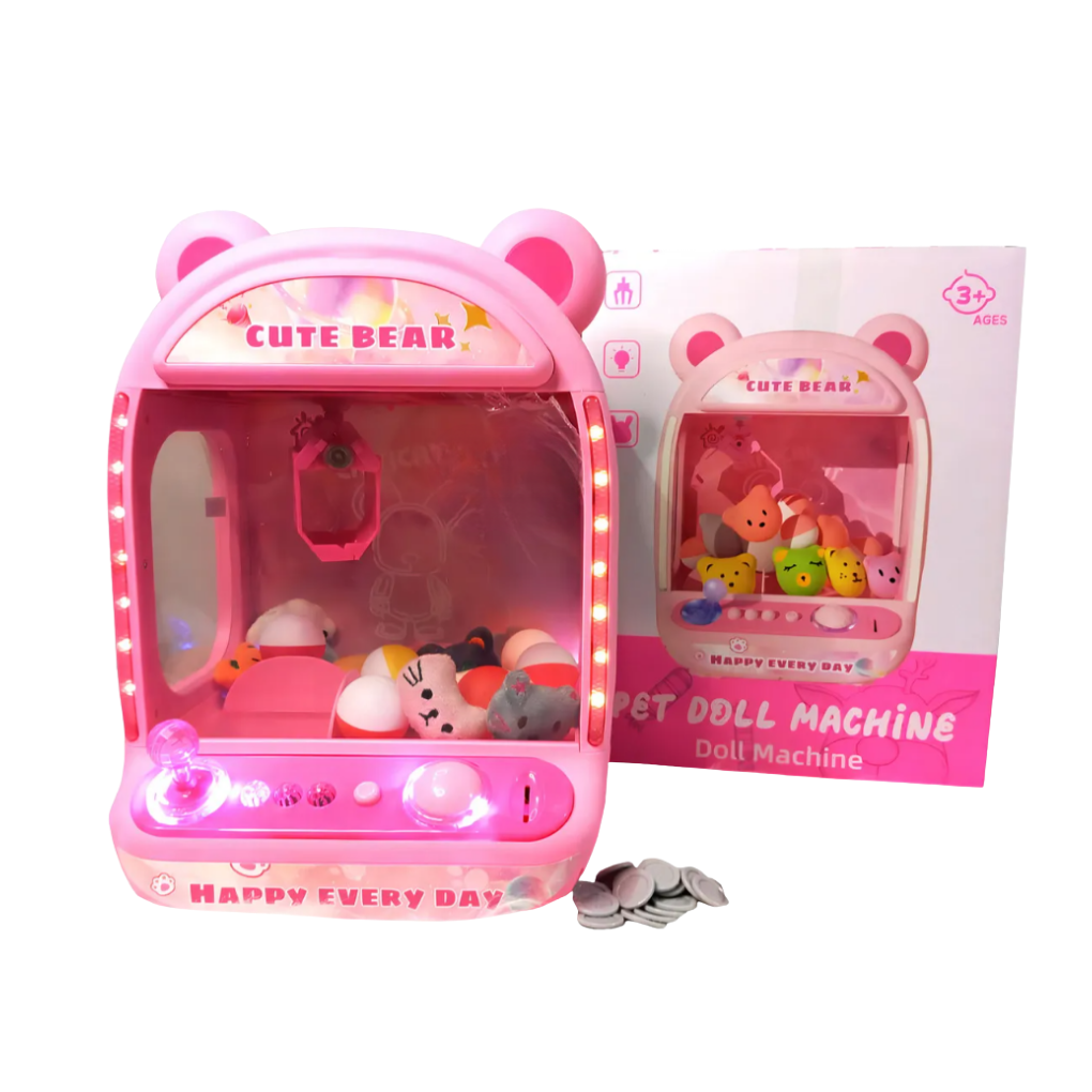  Máquina Pega Urso Rosa - Dani Brinquedos