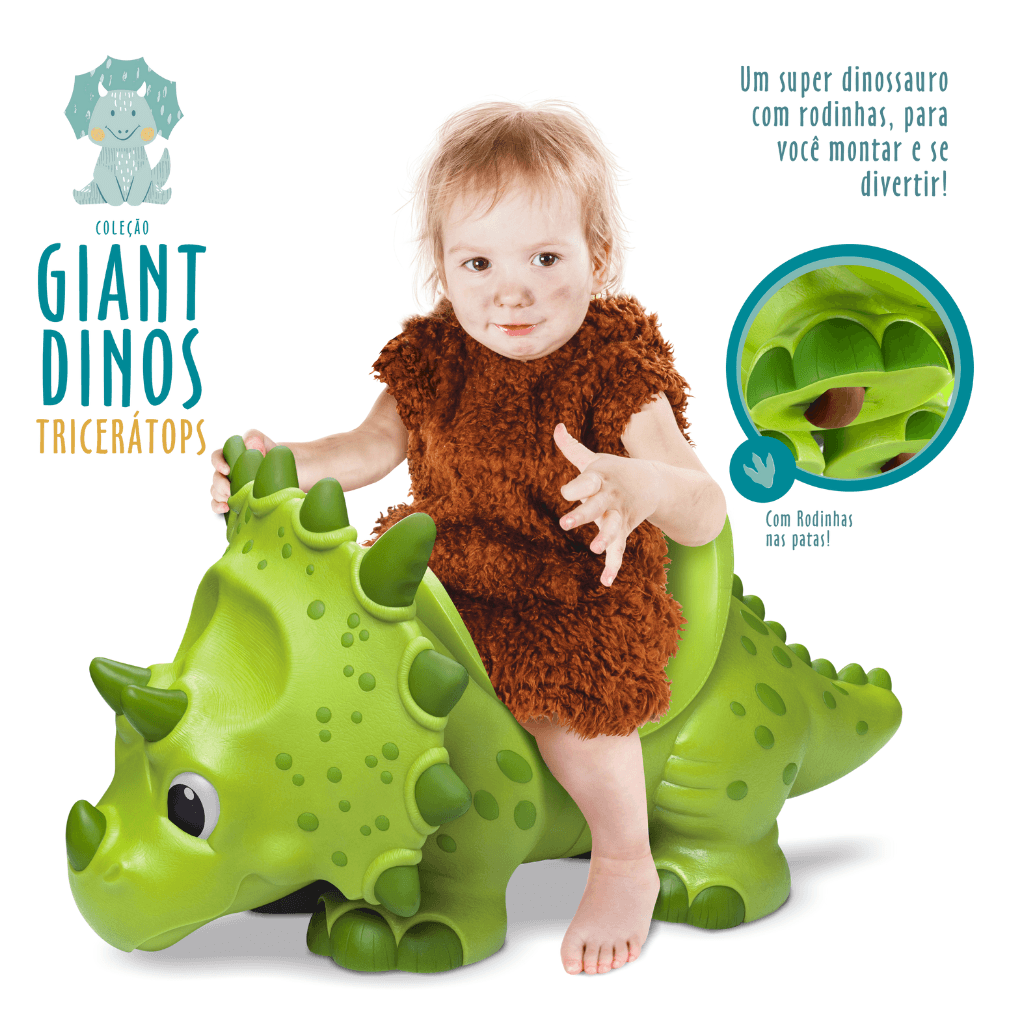  Giant Dinos Tricerátops - Andador Dinossauro - Dani Brinquedos