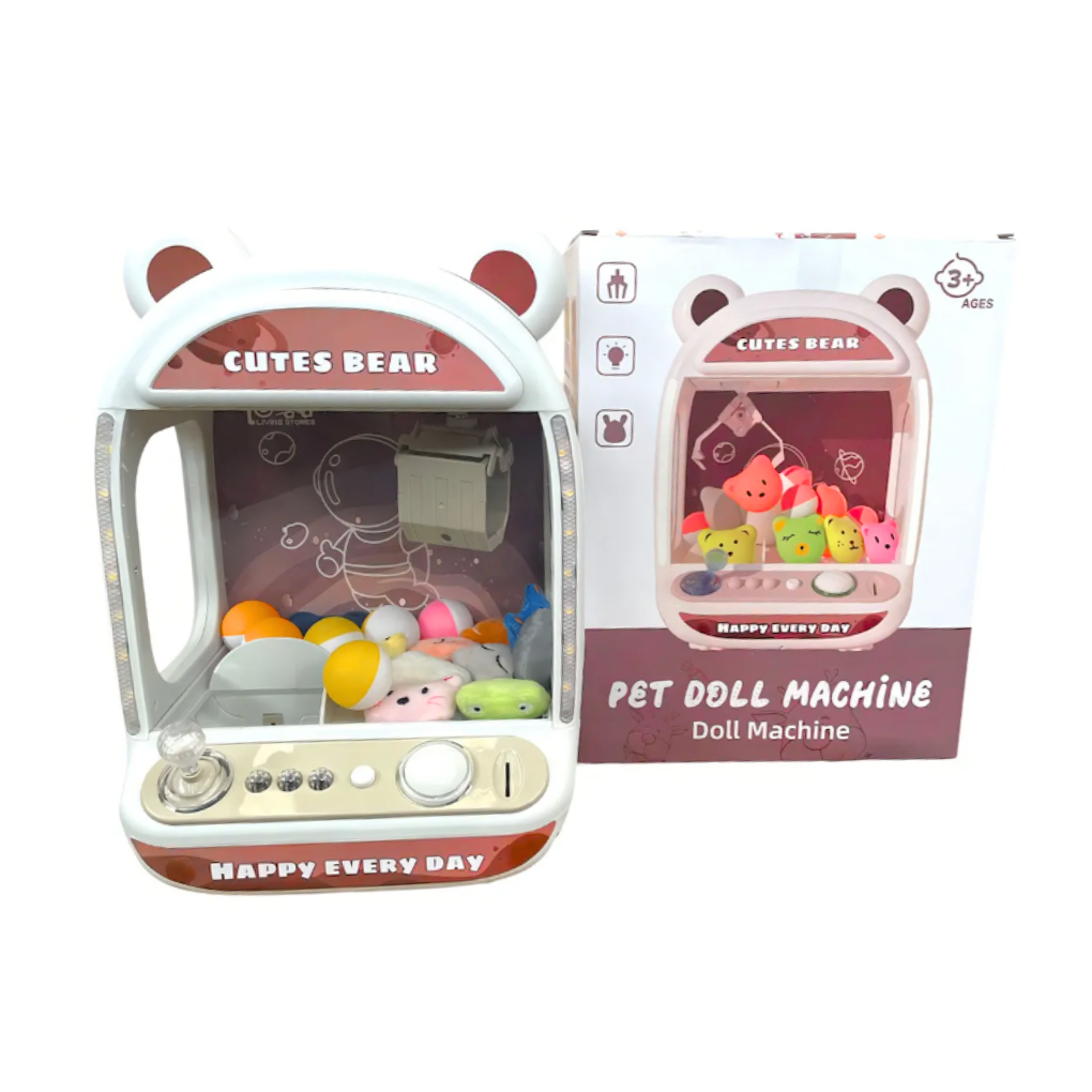 Máquina Pega Urso Branca Menino - Dani Brinquedos