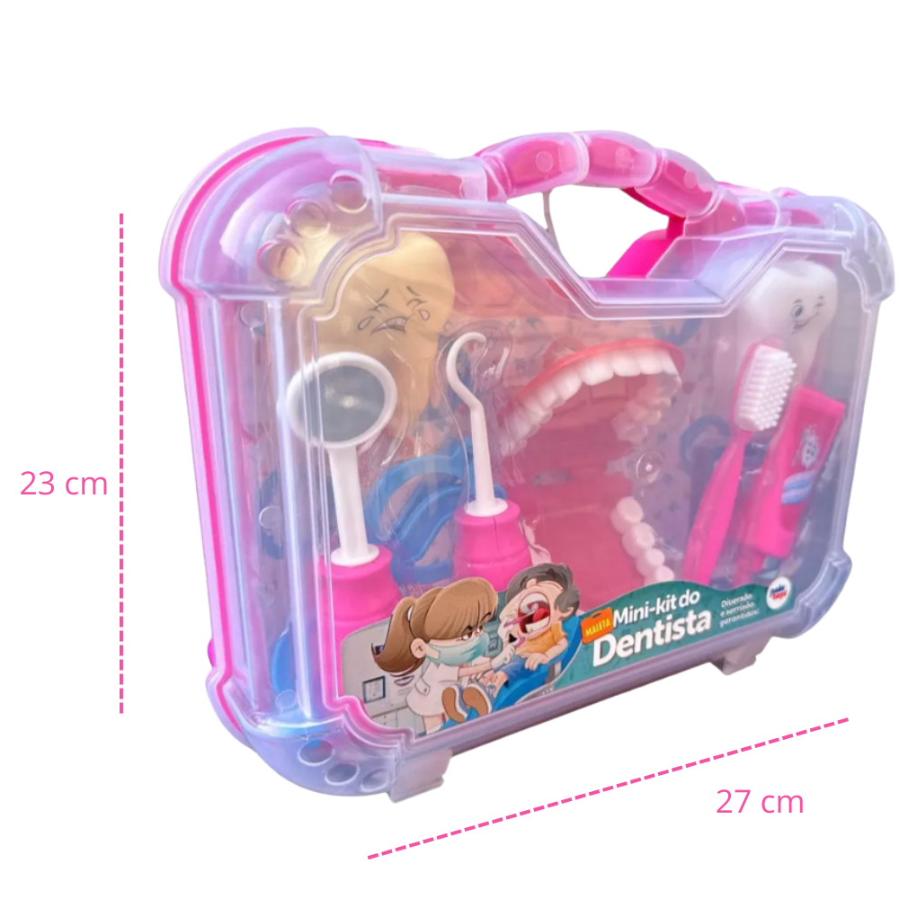  KIT MALETA DE DENTISTA INFANTIL ROSA - Dani Brinquedos