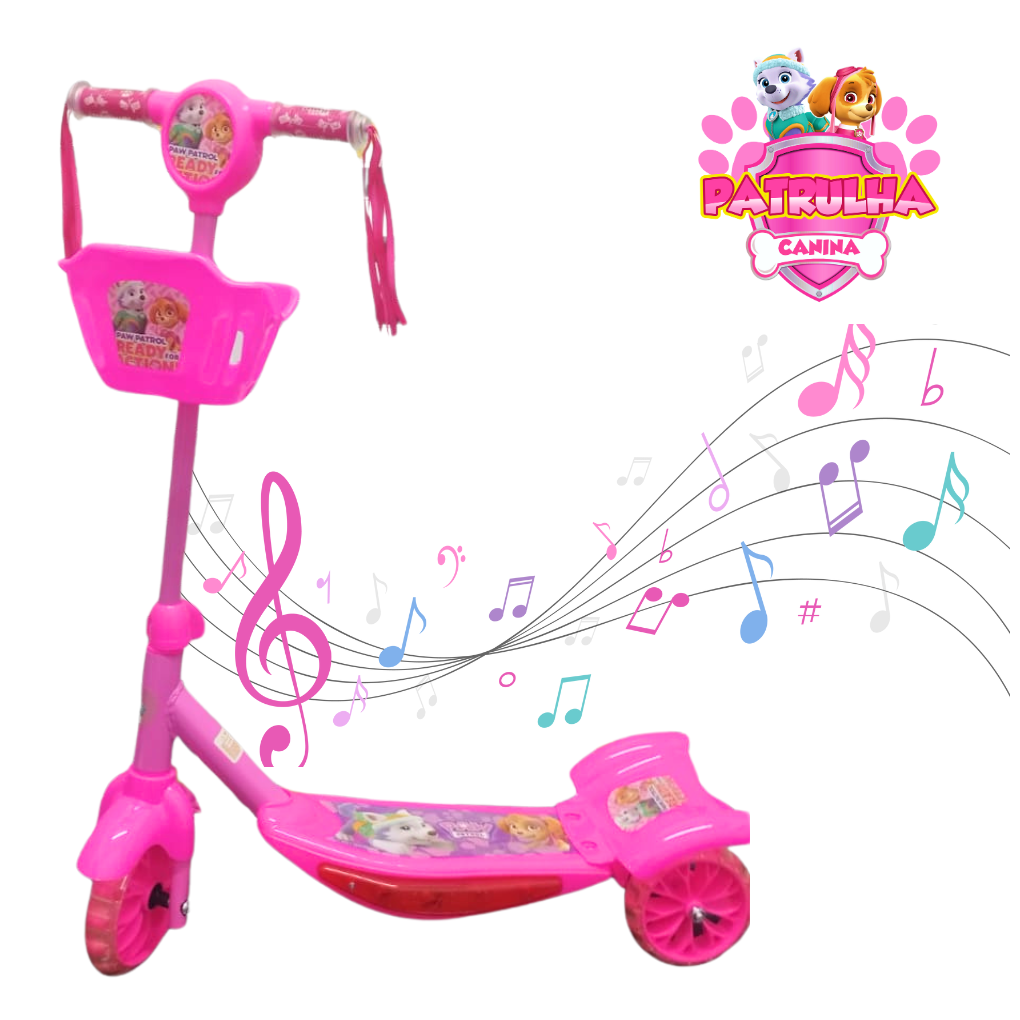 Patinete Infantil Musical Patrulha Menina - Dani Brinquedos