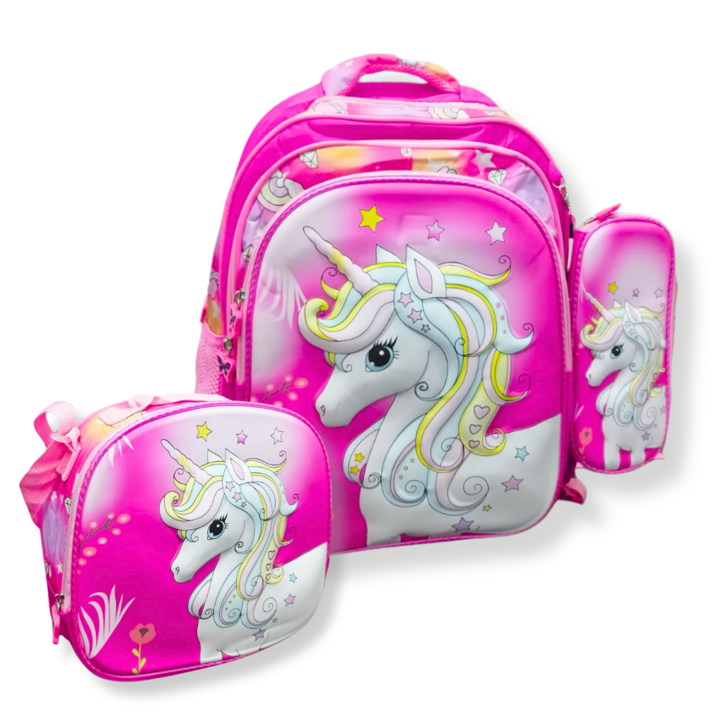 KIT ESCOLAR MOCHILA, LANCHEIRA E ESTOJO - UNICORNI - Dani Brinquedos
