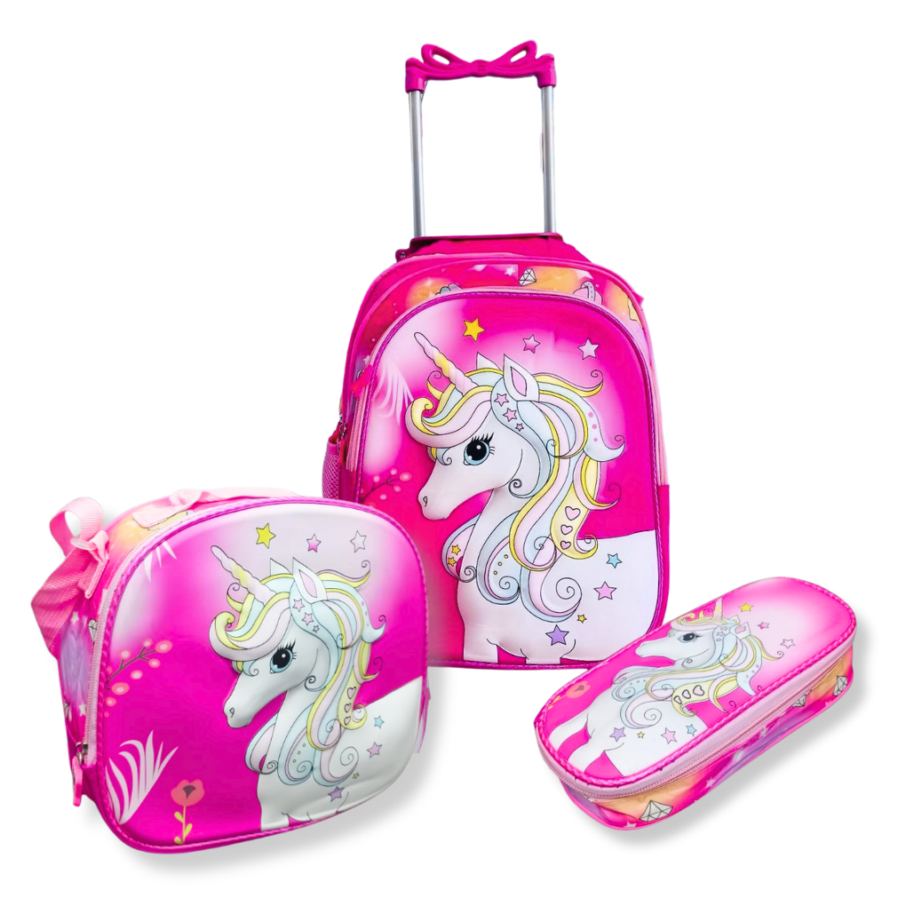  KIT ESCOLAR MOCHILA DE RODINHA, LANCHEIRA E ESTOJ... - Dani Brinquedos