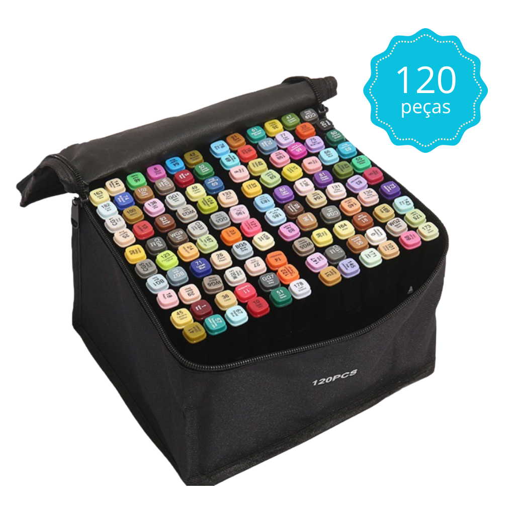 Kit Canetinhas Touch 120 Cores Ponta Dupla - Dani Brinquedos