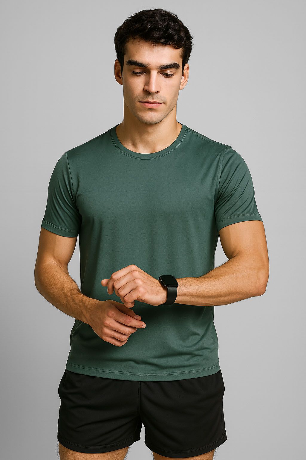 Camiseta Fitness Verde Masculina 100% Poliamida – ...