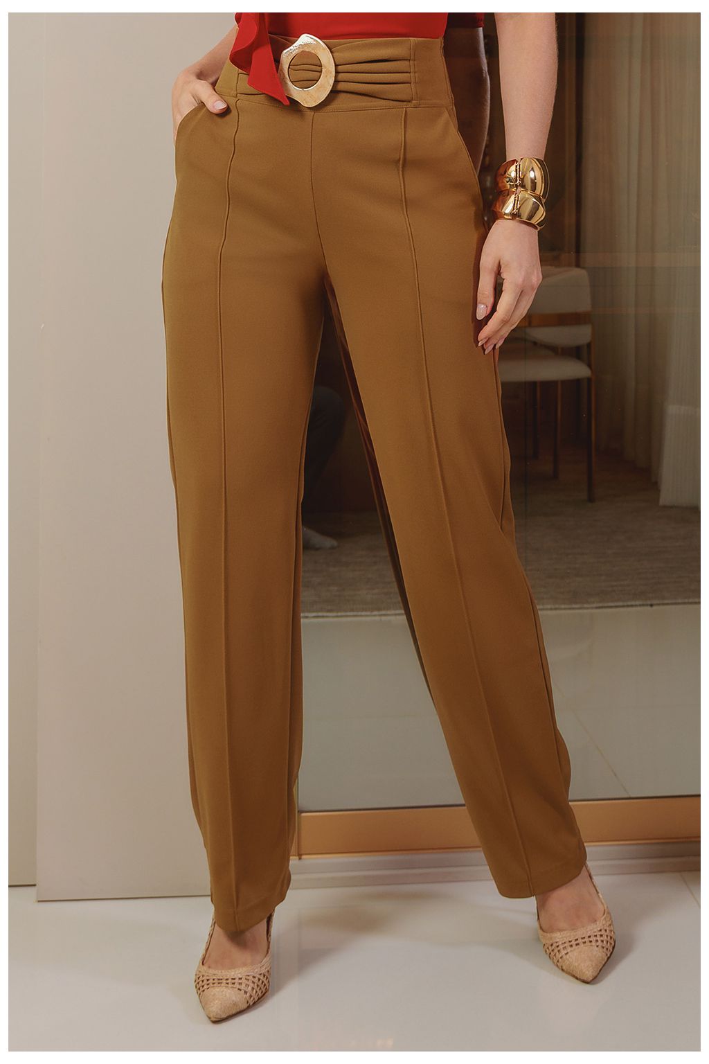 Calça de Malha Crepe com Max Fivela 