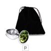 Plug de Metal P Cromado Com Strass 6cm SI (5845) - Pedra Verde