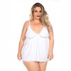 *Camisola Dantele Fechada Plus Size (PS2059) - Branco