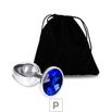Plug de Metal P Cromado Com Strass 6cm SI (5845) - Pedra Azul
