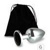 Plug de Metal G Cromado Com Strass 8cm SI (5847) - Pedra Preta
