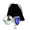 Plug de Metal M Com Pedra Formato de Coração 7cm (5849) - Pedra Azul
