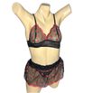 Conjunto Coração Com Sainha (ID1118)- - Preto c/ Vermelho