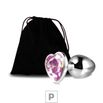 Plug de Metal P Com Pedra Formato de Coração 6cm SI (5848) - Pedra Rosa