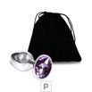Plug de Metal P Cromado Com Strass 6cm SI (5845) - Pedra Lilás