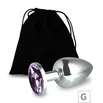 Plug de Metal G Cromado Com Strass 8cm SI (5847) - Pedra Lilás