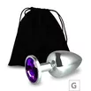 Plug de Metal G Cromado Com Strass 8cm SI (5847) - Pedra Roxa